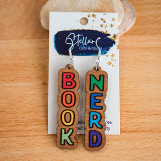 Hand Painted Book Nerd Dangles 