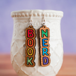 Hand Painted Book Nerd Dangles 2