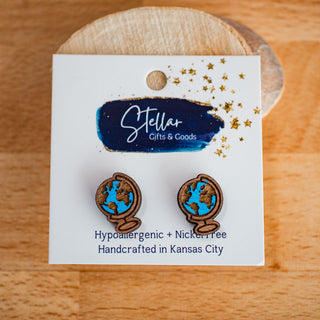 Hand Painted Globe Studs