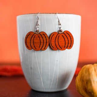 Hand Painted Orange Pumpkin Dangles 2