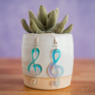 Holographic Treble Clef Dangles 2