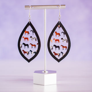 Horse Inset Teardrop Dangle Earrings2