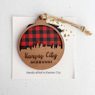 Kansas City Missouri Skyline Ornament - Red Buffalo Check