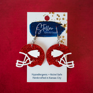 Arrowhead Helmet Dangles - Red Glitter