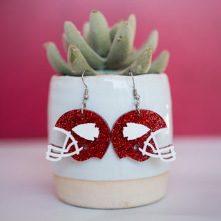 Arrowhead Helmet Dangles - Red Glitter