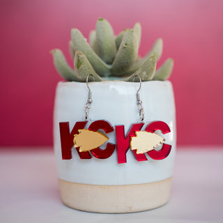 KC Arrowhead Dangles Red & Gold Mirror