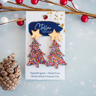 Petite Pink Confetti Christmas Tree Drops