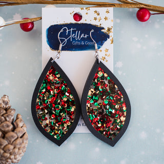 Medium Holiday Cheer Teardrop Inset Dangles