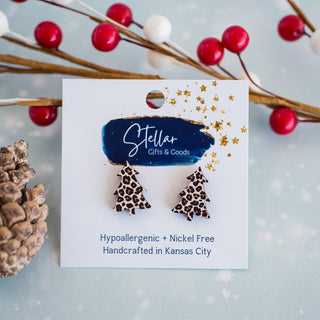 Leopard Christmas Tree Studs