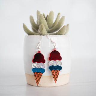 Layered Americana Ice Cream Cone Dangles 2