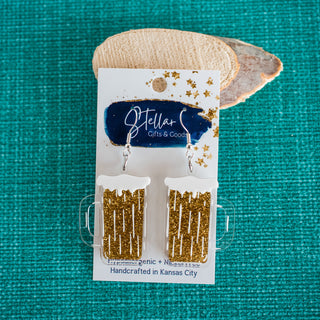 Light Beer Stein Layered Dangle Earrings