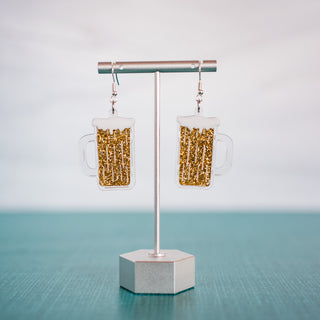 Light Beer Stein Layered Dangle Earrings