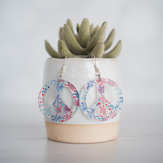 Medium Americana Firework Peace Sign Dangles2