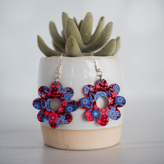 Medium Americana Mirror Floral Daisy Dangles 2