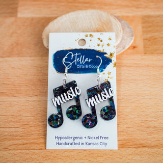 Music Note Double Layered Dangles