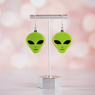 Neon Green Double Layered Alien Dangles 2