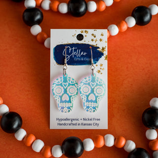 Petite Holographic Sugar Skull Dangles