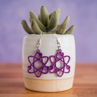 Purple Confetti Glitter Atom Dangles 2