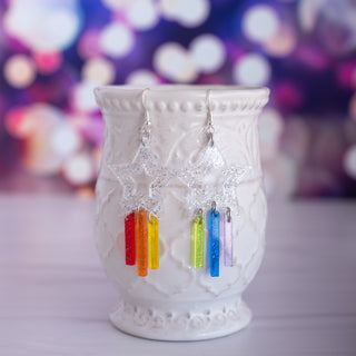 Rainbow Glitter Pride Shooting Star Dangles 2