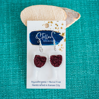 Red Wine Layered Dangle Earrings