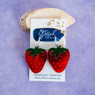 Strawberry Layered Acrylic Dangles