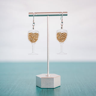 White Wine Layered Dangle Earrings 2