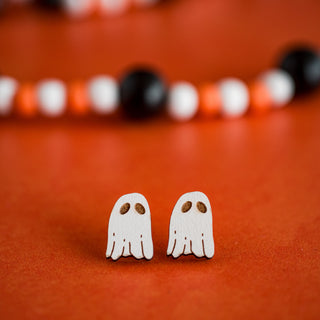 White Wood Ghost Studs 2