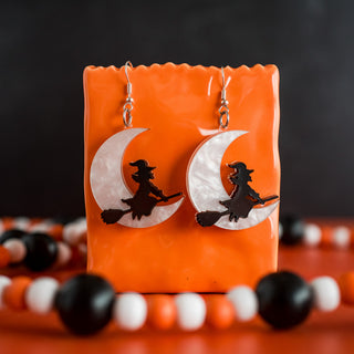 Witch Flying in the Moon Layered Dangles 2