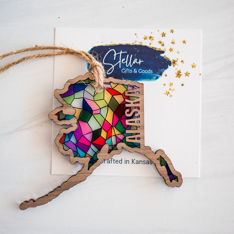 Stained Glass State Ornaments