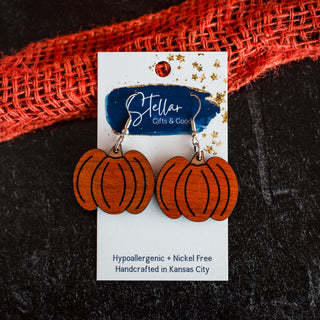 Hand Painted Orange Pumpkin Dangles