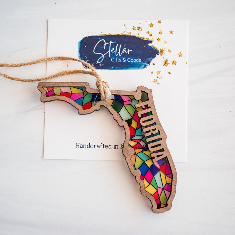 Stained Glass State Ornaments