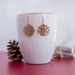 Petite Pink Confetti Snowflake Dangles