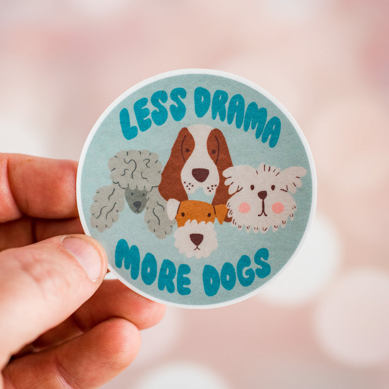 Less Drama More Dogs Waterproof Vinyl Sticker