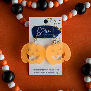 Orange Glow in the Dark Jack O'Lantern Dangles