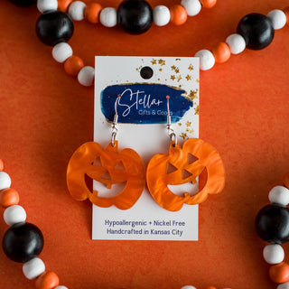 Orange Pearl Jack O'Lantern Dangles