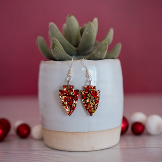 Petite Chunky Red & Gold Glitter Arrowhead Dangles