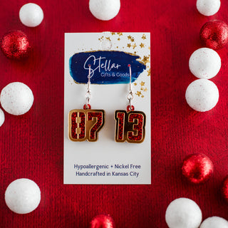 Petite Red Glitter Gold Mirror DL Number 87/13 Dangles