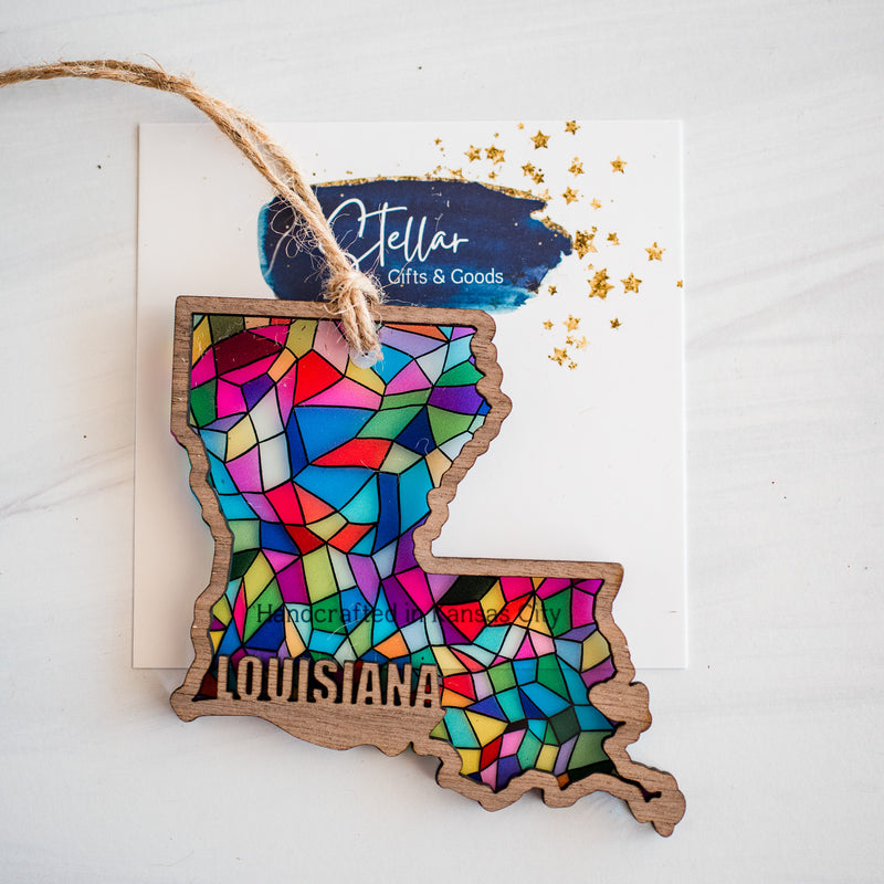 Stained Glass State Ornaments