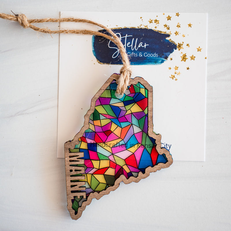 Stained Glass State Ornaments