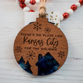No Place LIke Kansas City - Blue Galaxy Snowflakes