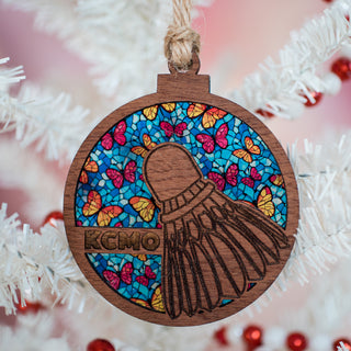 Shuttlecock Ornament - Stained Glass Butterflies