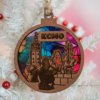 Plaza Fountains Ornament - Colorful Stained Glass