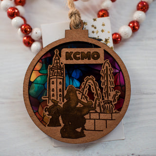 Plaza Fountains Ornament - Colorful Stained Glass