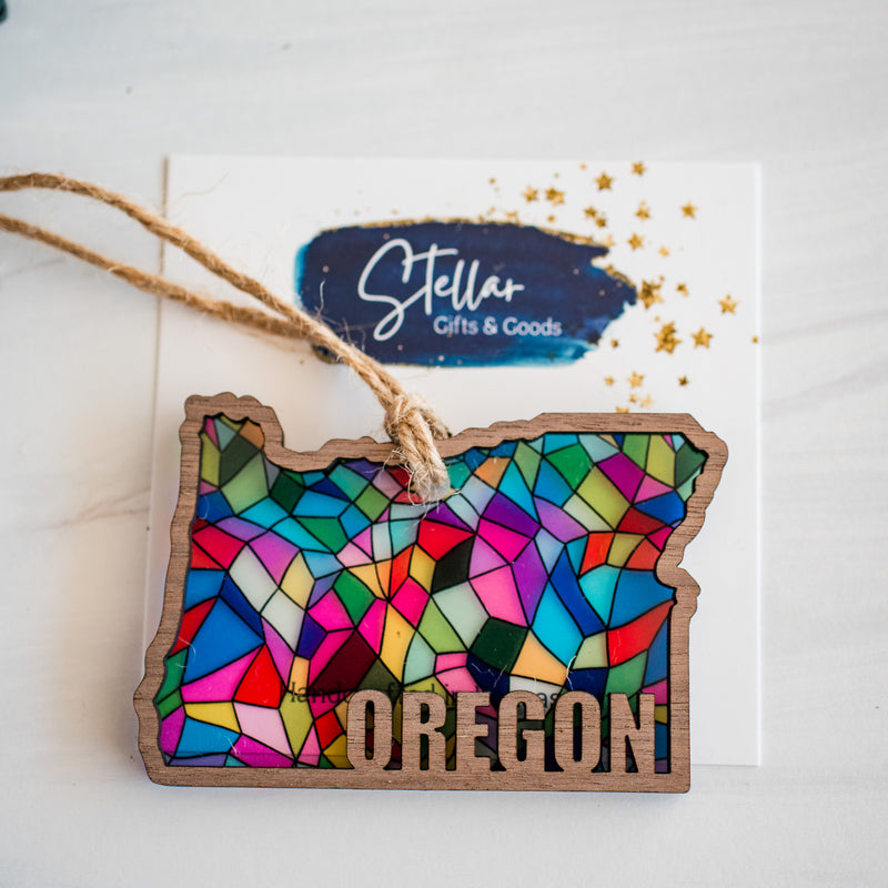 Stained Glass State Ornaments