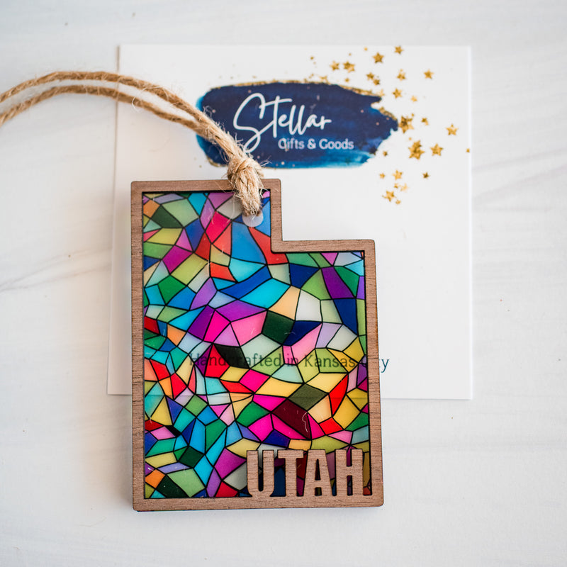 Stained Glass State Ornaments