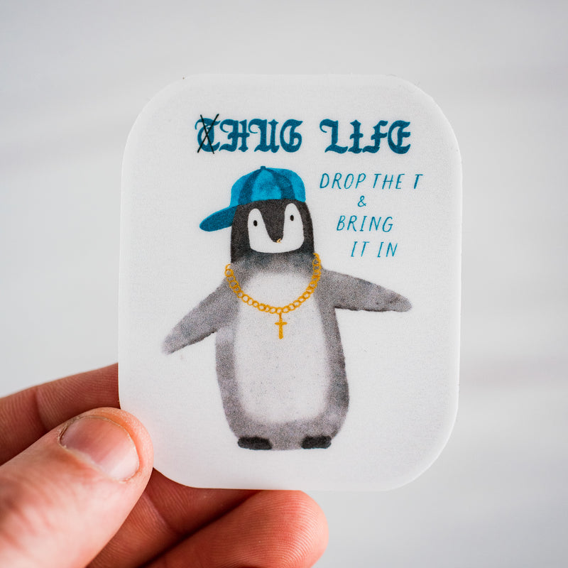 Hug Life Penguin Waterproof Vinyl Sticker