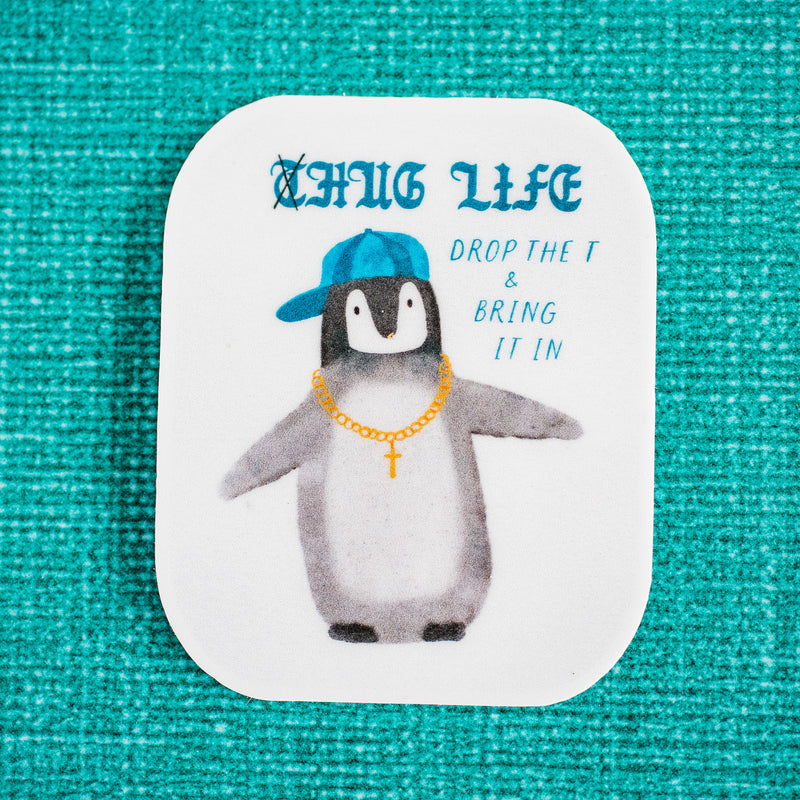 Hug Life Penguin Waterproof Vinyl Sticker