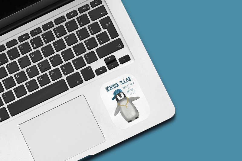 Hug Life Penguin Waterproof Vinyl Sticker