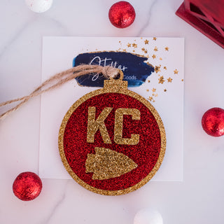 KC Arrowhead Red & Gold Glitter Ornament