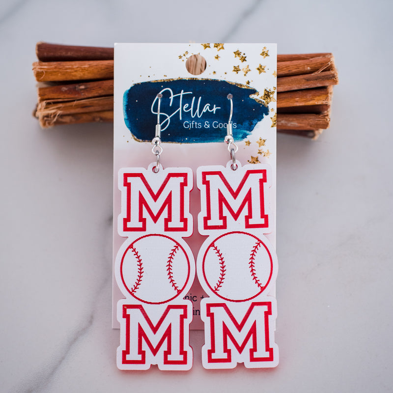 Baseball Mom Letter Dangles